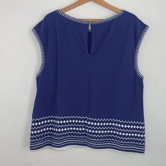 Banana Republic Cotton Sleeveless Top Embroidered Blue Size XL - Picture 2 of 5